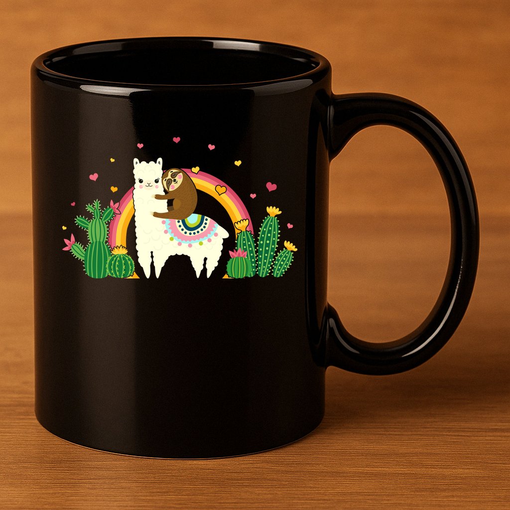 Cute Llama Sloth Love 11oz C Handle Ceramic Mug