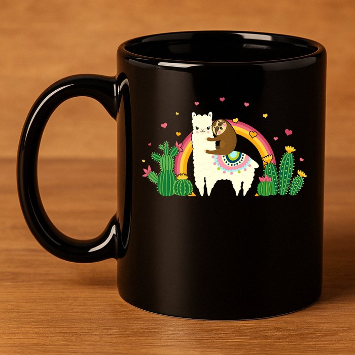 Cute Llama Sloth Love 11oz C Handle Ceramic Mug