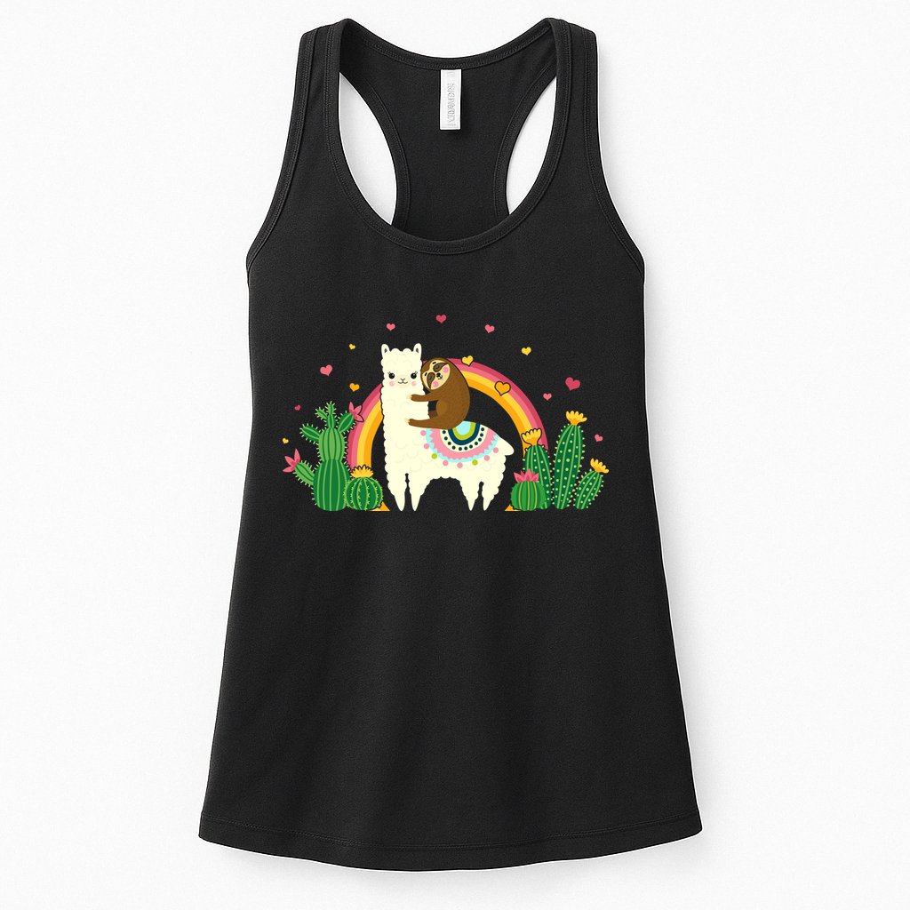 Cute Llama Sloth Love Womens Tank Top