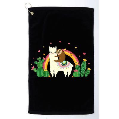 Cute Llama Sloth Love Golf Towel