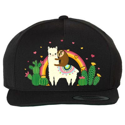 Cute Llama Sloth Love Wool Snapback Cap