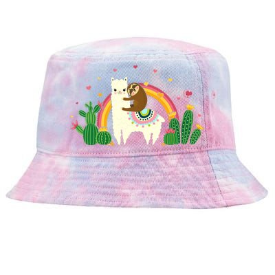 Cute Llama Sloth Love Tie-Dyed Bucket Hat