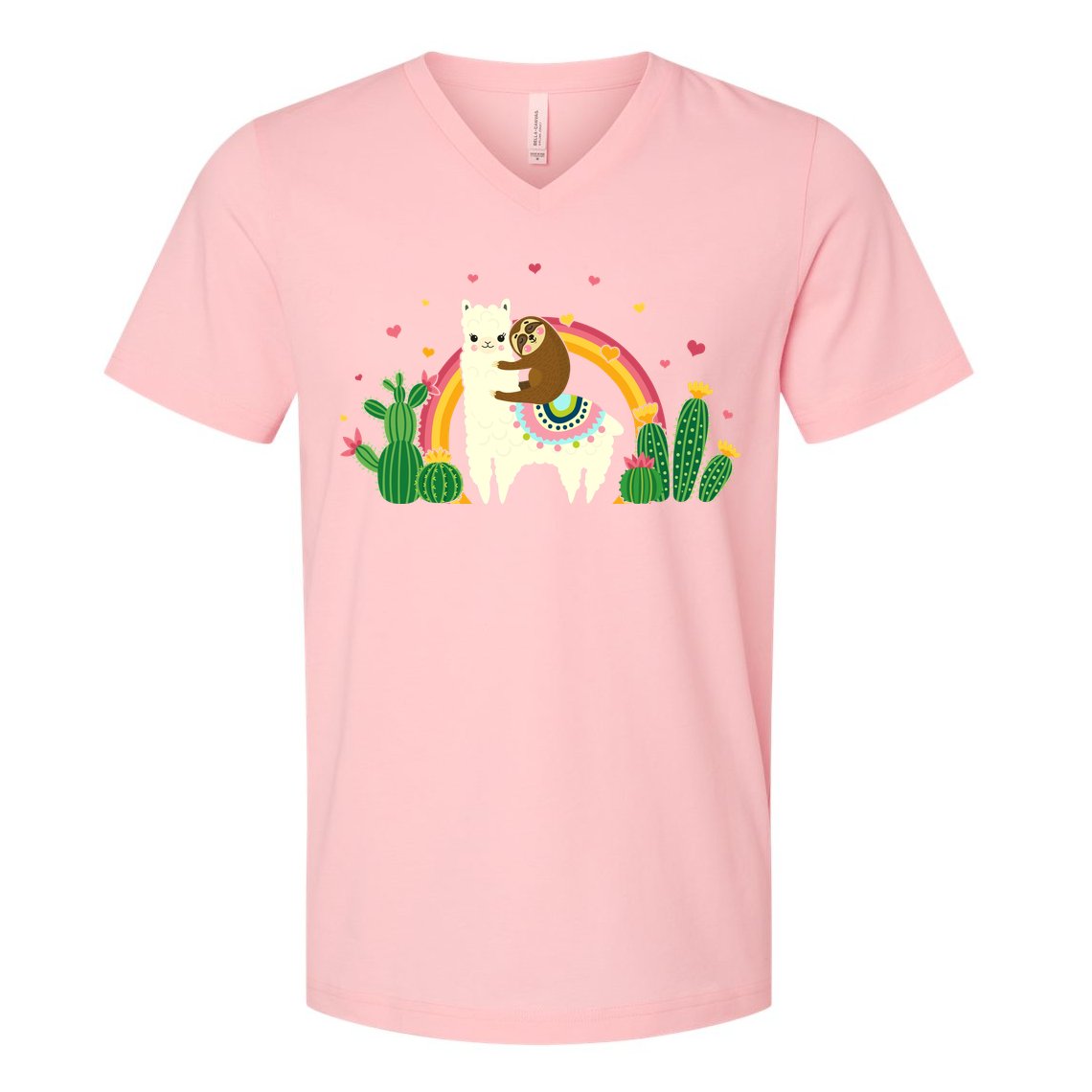 Cute Llama Sloth Love V-Neck T-Shirt