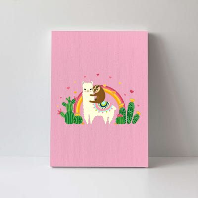 Cute Llama Sloth Love Canvas