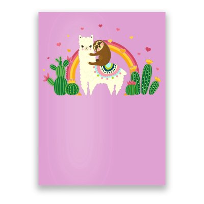 Cute Llama Sloth Love Poster