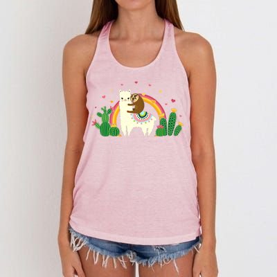 Cute Llama Sloth Love Women's Knotted Racerback Tank