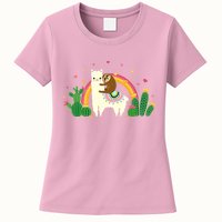 Cute Llama Sloth Love Womens T-Shirt