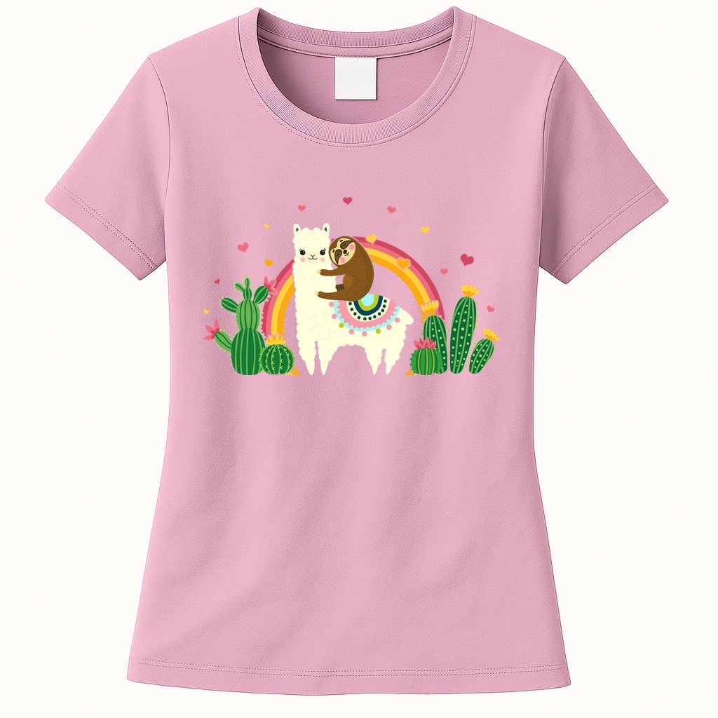 Cute Llama Sloth Love Womens T-Shirt