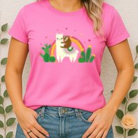 Cute Llama Sloth Love Womens T-Shirt