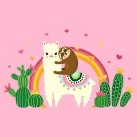 Cute Llama Sloth Love Womens T-Shirt