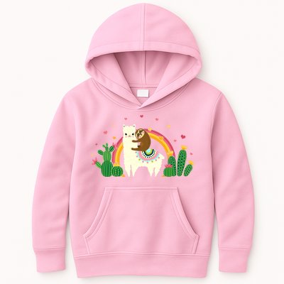 Cute Llama Sloth Love Kids Hoodie
