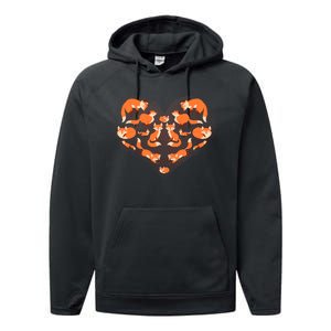 Cute Love Heart Foxes Performance Fleece Hoodie