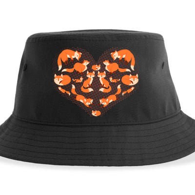 Cute Love Heart Foxes Sustainable Bucket Hat