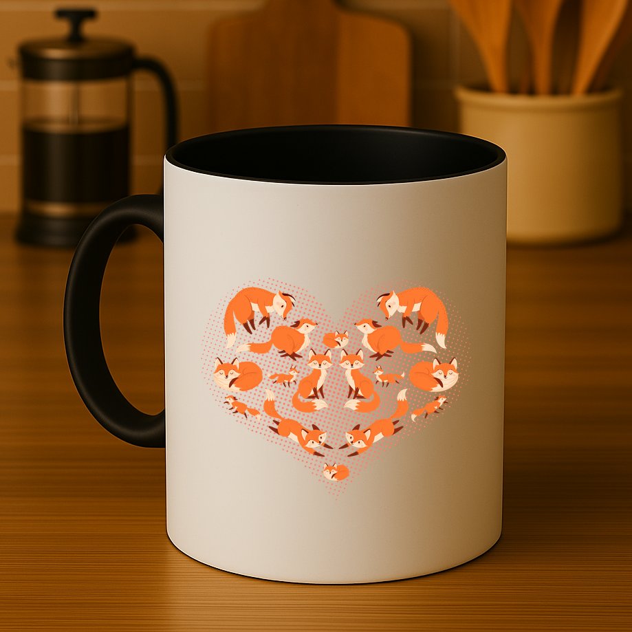 Cute Love Heart Foxes Mug