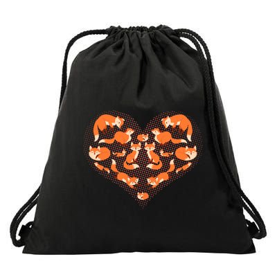 Cute Love Heart Foxes Drawstring Bag