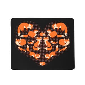 Cute Love Heart Foxes Mousepad