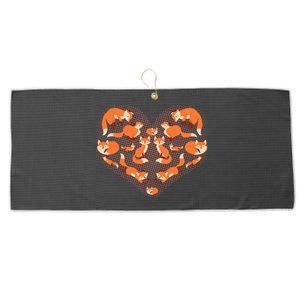 Cute Love Heart Foxes Large Microfiber Waffle Golf Towel