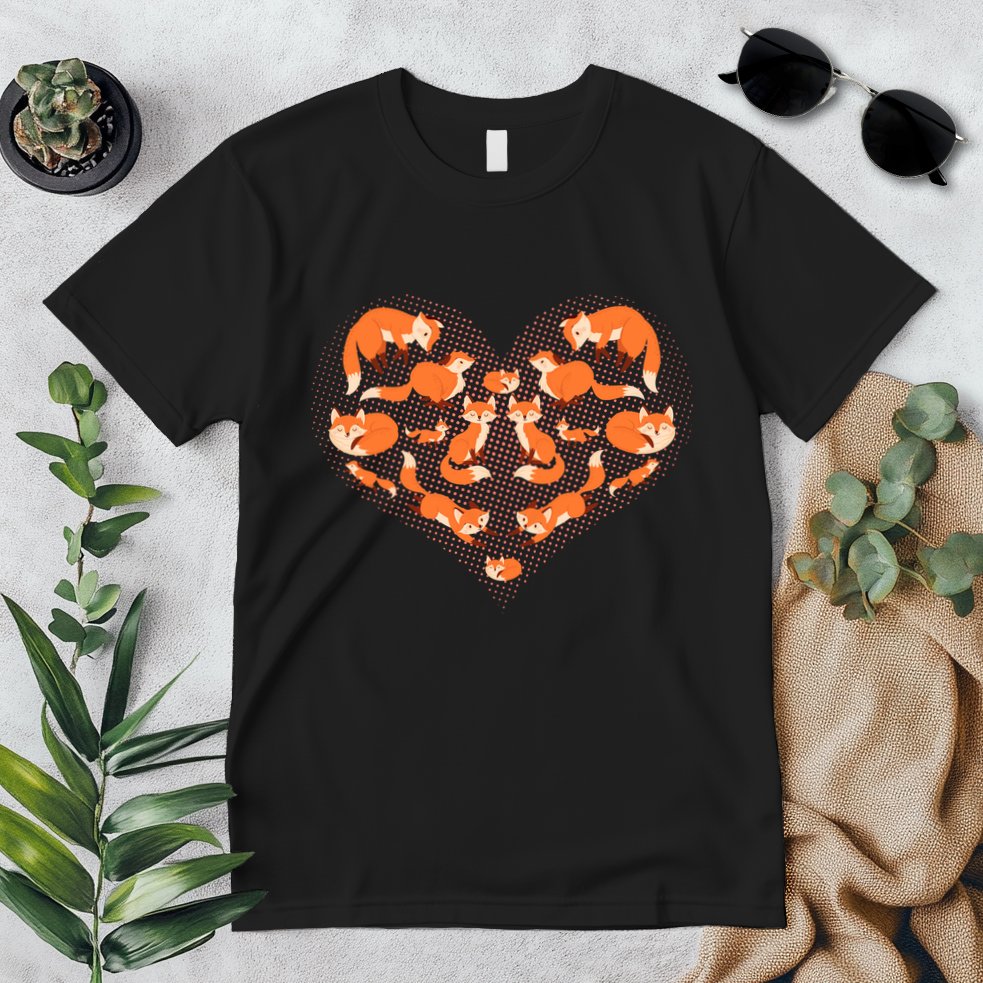Cute Love Heart Foxes Premium T-Shirt