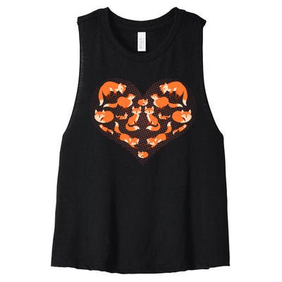 Cute Love Heart Foxes Women's Racerback Cropped Tank