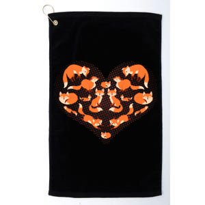 Cute Love Heart Foxes Platinum Collection Golf Towel