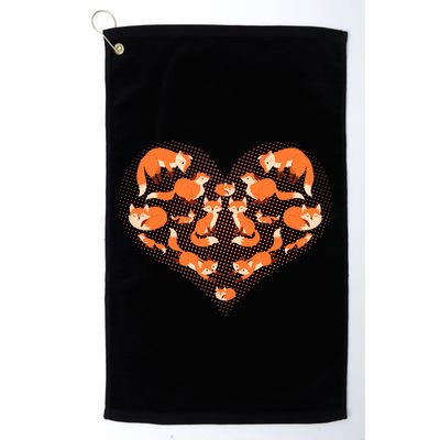 Cute Love Heart Foxes Golf Towel