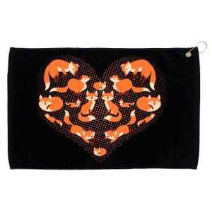 Cute Love Heart Foxes Grommeted Golf Towel