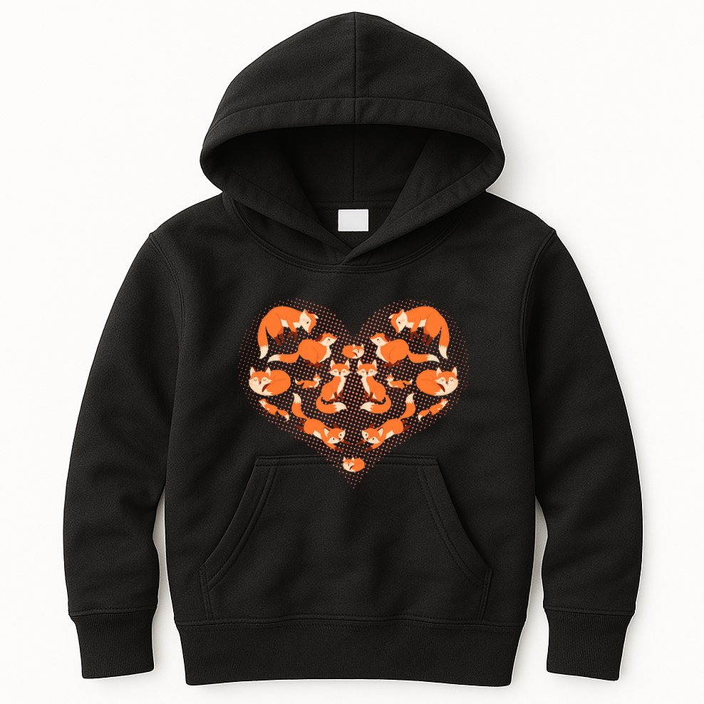 Cute Love Heart Foxes Kids Hoodie