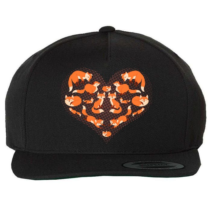 Cute Love Heart Foxes Wool Snapback Cap