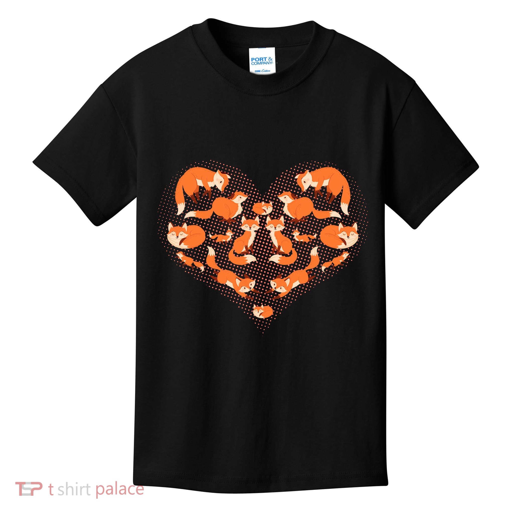Cute Love Heart Foxes Kids T-Shirt