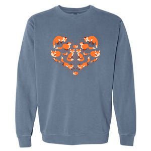 Cute Love Heart Foxes Garment-Dyed Sweatshirt