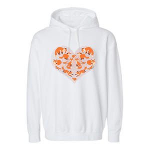 Cute Love Heart Foxes Garment-Dyed Fleece Hoodie