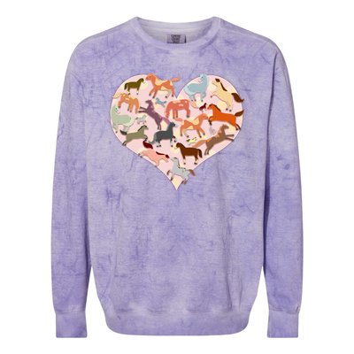 Cute Love Heart Horses Colorblast Crewneck Sweatshirt