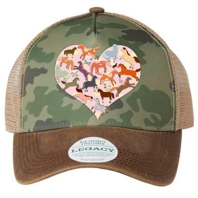 Cute Love Heart Horses Legacy Tie Dye Trucker Hat