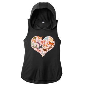 Cute Love Heart Horses Ladies PosiCharge Tri-Blend Wicking Draft Hoodie Tank