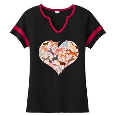 Cute Love Heart Horses Ladies Halftime Notch Neck Tee