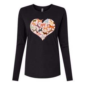 Cute Love Heart Horses Womens Cotton Relaxed Long Sleeve T-Shirt