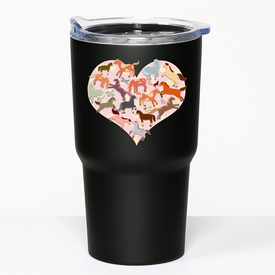 Cute Love Heart Horses Tumbler