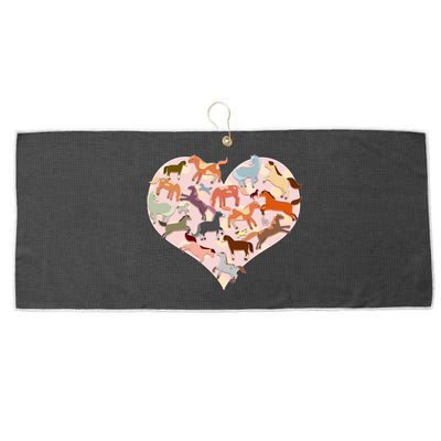 Cute Love Heart Horses Large Microfiber Waffle Golf Towel