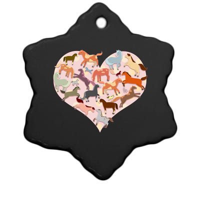 Cute Love Heart Horses Ceramic Star Ornament