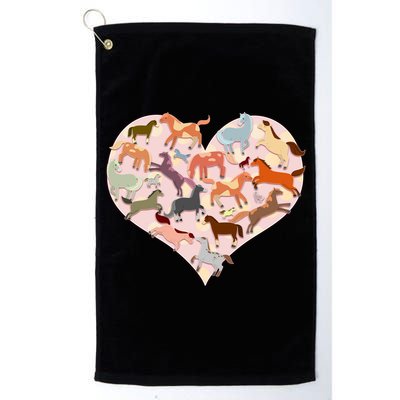 Cute Love Heart Horses Golf Towel