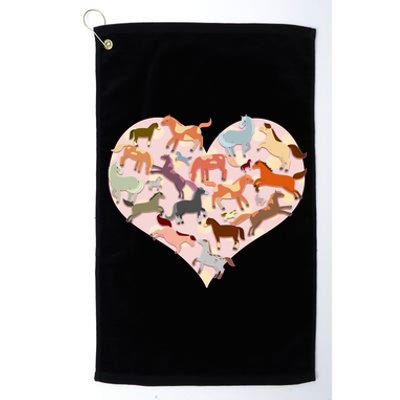 Cute Love Heart Horses Platinum Collection Golf Towel