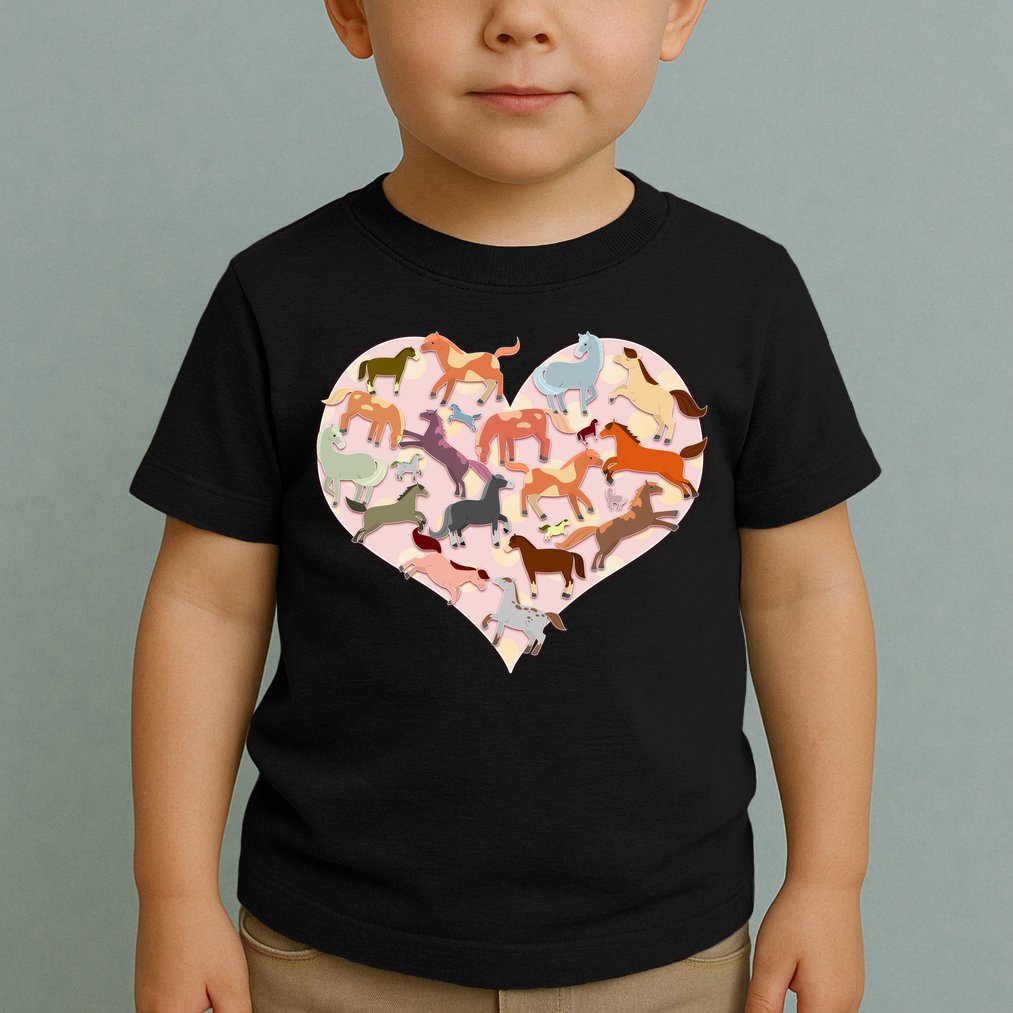 Cute Love Heart Horses Toddler T-Shirt