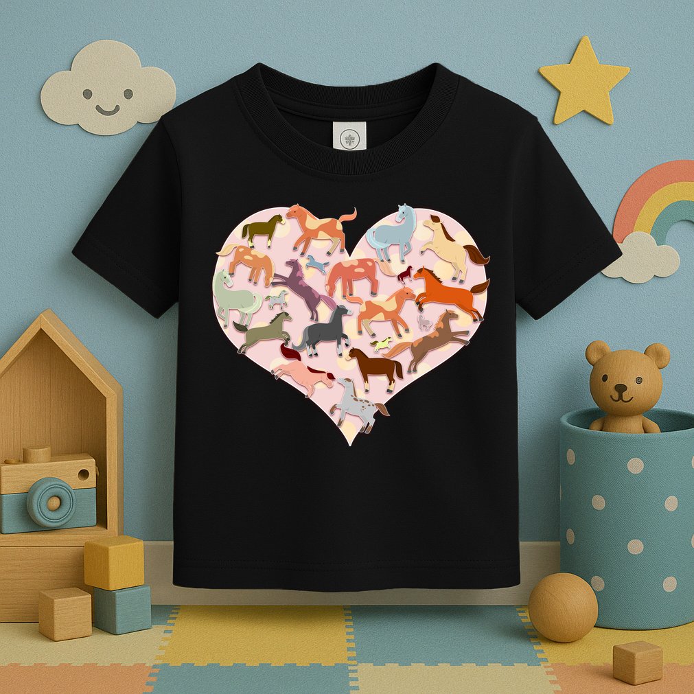 Cute Love Heart Horses Toddler T-Shirt