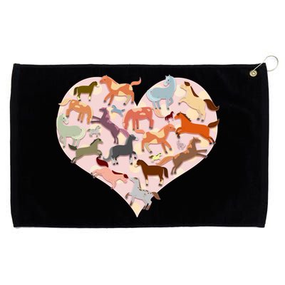 Cute Love Heart Horses Grommeted Golf Towel