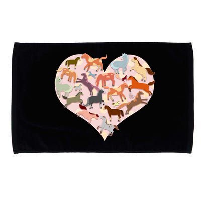 Cute Love Heart Horses Microfiber Hand Towel