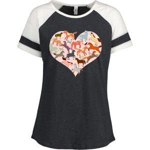 Cute Love Heart Horses Enza Ladies Jersey Colorblock Tee