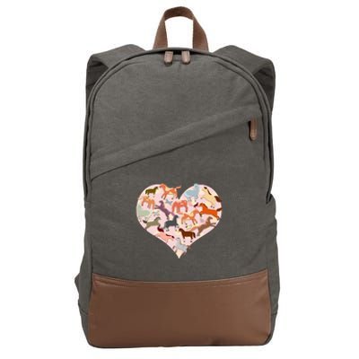 Cute Love Heart Horses Cotton Canvas Backpack