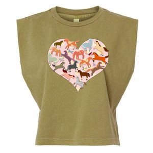 Cute Love Heart Horses Garment-Dyed Women's Muscle Tee