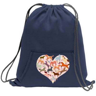 Cute Love Heart Horses Sweatshirt Cinch Pack Bag