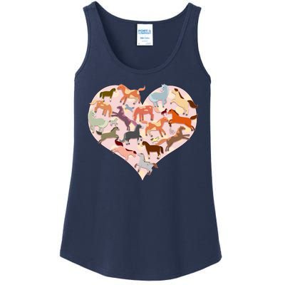 Cute Love Heart Horses Ladies Essential Tank